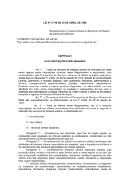 LEI N&deg; 4.748 DE 30 DE ABRIL DE 1996 Regulamenta a Limpeza
