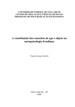 A constitui&ccedil;&atilde;o dos conceitos de ego e objeto na