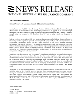 FOR IMMEDIATE RELEASE National Western Life Announces