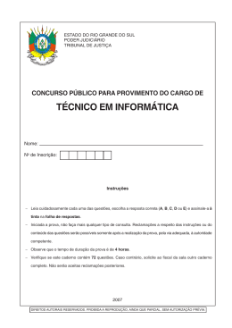 Prova Tecnico em Informatica - Tribunal de Justi&ccedil;a do Estado do Rio