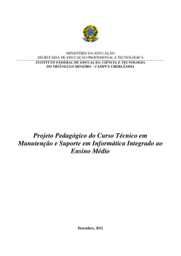 Projeto Pedagógico do Curso Técnico em Manutenção e