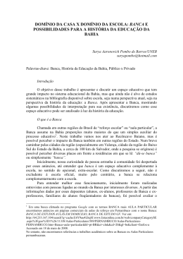 banca e possibilidades para a histria da educao da bahia
