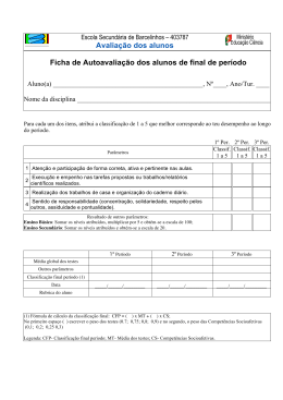 Avalia&ccedil;&atilde;o dos alunos Ficha de Autoavalia&ccedil;&atilde;o dos alunos de final de