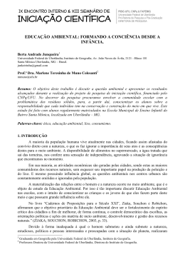 educa&ccedil;&atilde;o ambiental: formando a conci&ecirc;ncia desde a inf&acirc;ncia.