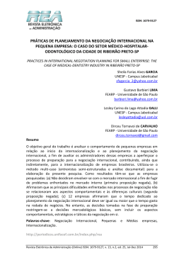 pr&aacute;ticas de planejamento da negocia&ccedil;&atilde;o internacional na pequena