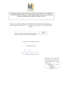 Procedimento coneursal para contrata&ccedil;&atilde;o de um T&eacute;cnico Superior