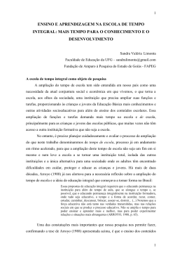 ensino e aprendizagem na escola de tempo integral: mais