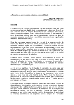 A TV digital na web: modelos, estruturas e acessibilidade