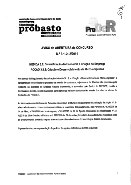 Aviso de Abertura de Concurso da Ac&ccedil;&atilde;o 3.1.2.