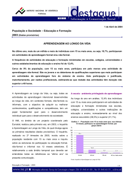 Educa&ccedil;&atilde;o e Forma&ccedil;&atilde;o APRENDIZAGEM AO LONGO DA VIDA