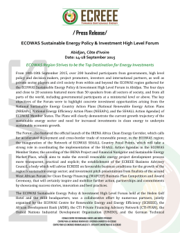 Press Release/ ECOWAS Sustainable Energy Policy