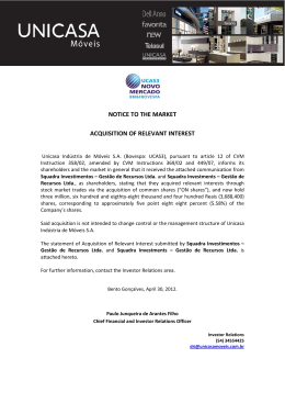 NOTICE TO THE MARKET ACQUISITION OF RELEVANT INTEREST