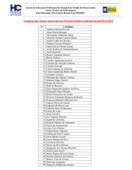 Lista de selecionados no Curso Técnico de Enfermagem 2016/1