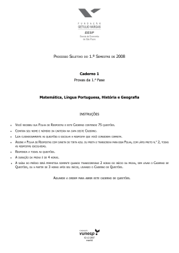 Caderno 1 Provas da 1.a Fase Matemática, Língua Portuguesa