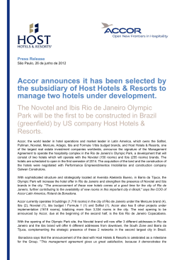 Accor announces it has been selected by the subsidiary of Host