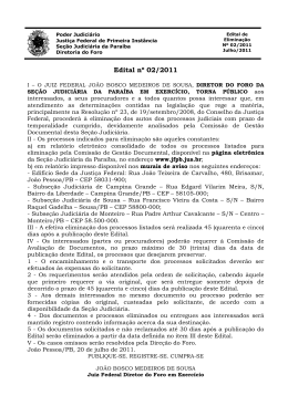 Edital n&ordm; 02/2011 - Justi&ccedil;a Federal na Para&iacute;ba