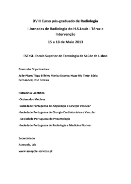 Programa XVIII curso.. - Sociedade Portuguesa de Radiologia e