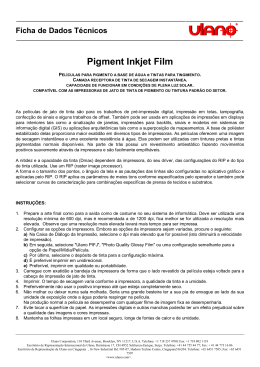 Ficha de Dados T&eacute;cnicos Pigment Inkjet Film