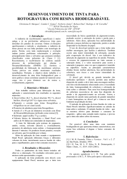 desenvolvimento de tinta para rotogravura com resina biodegrad&aacute;vel