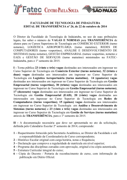 Faz saber o n&uacute;mero de VAGAS E NORMAS para