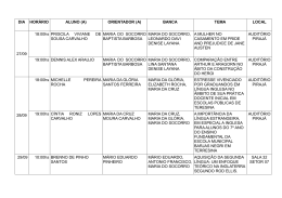 DIA HOR&Aacute;RIO ALUNO (A) ORIENTADOR (A) BANCA TEMA LOCAL