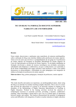 tic em blog na forma&ccedil;&atilde;o docente superior: narrativa de um formador