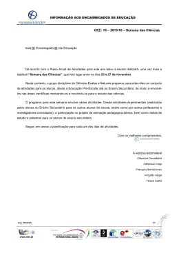 CEE: 16 &ndash; 2015/16 &ndash; Semana das Ci&ecirc;ncias