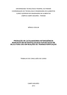 produ&ccedil;&atilde;o de catalisadores heterog&ecirc;neos baseados em