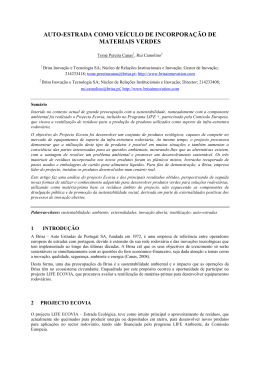 auto-estrada como ve&iacute;culo de incorpora&ccedil;&atilde;o de materiais verdes