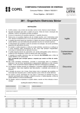 261 &ndash; Engenheiro Eletricista S&ecirc;nior - NC