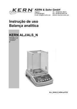 Instru&ccedil;&atilde;o de uso Balan&ccedil;a anal&iacute;tica