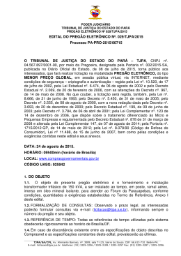EDITAL DO PREG&Atilde;O ELETR&Ocirc;NICO N&ordm;. 029/TJPA/2015 Processo