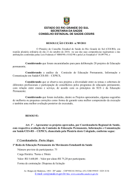 ESTADO DO RIO GRANDE DO SUL SECRETARIA DA SA&Uacute;DE