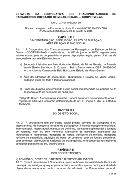 ESTATUTO DA COOPERATIVA DOS
