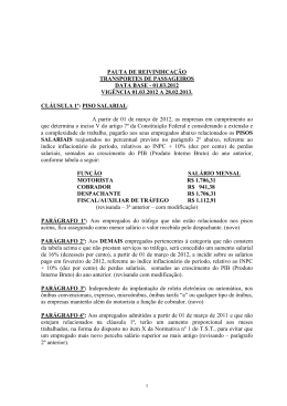 PAUTA DE REIVINDICAÇÃO TRANSPORTES DE PASSAGEIROS