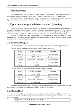 Estruturas b&aacute;sicas do Delphi Pascal