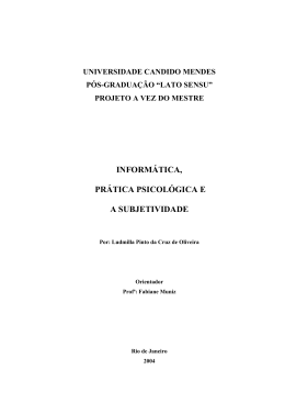 inform&aacute;tica, pr&aacute;tica psicol&oacute;gica e a subjetividade