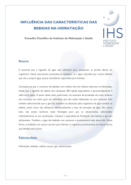 influ&ecirc;ncia das caracter&iacute;sticas das bebidas na hidrata&ccedil;&atilde;o