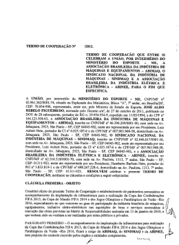 TERMO DE coOPERAÇÃo N° /2012. TERMO DE ÇOOPERACÃO