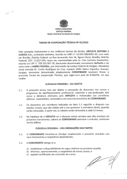 TERMO DE COOPERA&Ccedil;&Atilde;O T&Eacute;CNICA NQ 01/2015