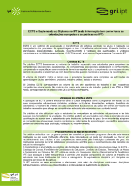 ECTS e Suplemento ao Diploma no IPT (esta informa&ccedil;&atilde;o tem como