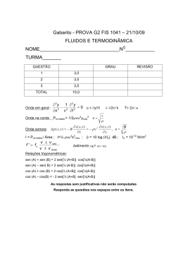 Gabarito - PROVA G2 FIS 1041 – 21/10/09 FLUIDOS E