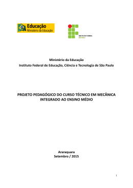 PROJETO PEDAG&Oacute;GICO DO CURSO T&Eacute;CNICO EM