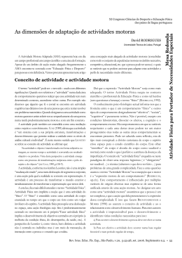 As dimens&otilde;es de adapta&ccedil;&atilde;o de actividades motoras