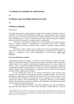 A tradu&ccedil;&atilde;o na sociedade do conhecimento ou
