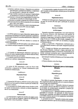 Aprovação o Regulamento Ambiental para a Actividade