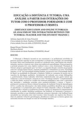 educa&ccedil;&atilde;o a dist&acirc;ncia e tutoria - Revistas Cient&iacute;ficas de la UNED