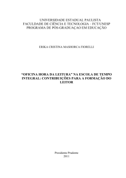 Oficina “Hora da Leitura” na Escola de Tempo Integral