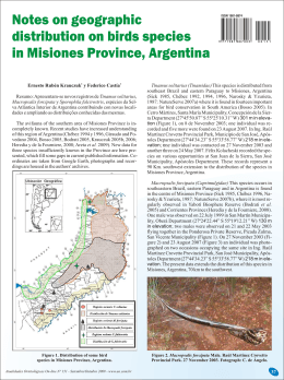 Notes on geographic distribution on birds species in Misiones