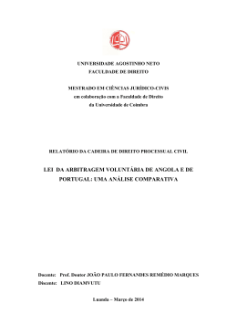 lei da arbitragem volunt&aacute;ria de angola e de portugal: uma an&aacute;lise